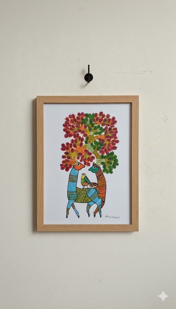 Handcrafted Folk Art Wall Frame – Tree of Life with Birds