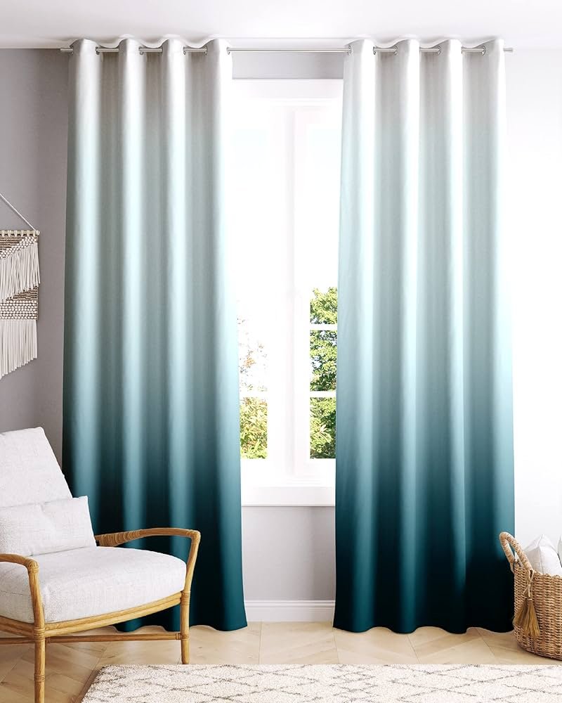 Ombre Teal Blackout Window Curtains (Copy) (Copy)
