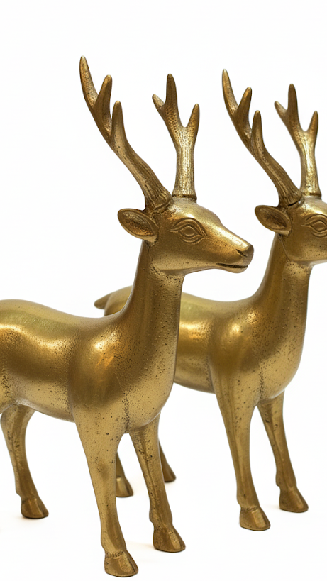 Handcrafted Brass Deer Figurine Set (Pair)