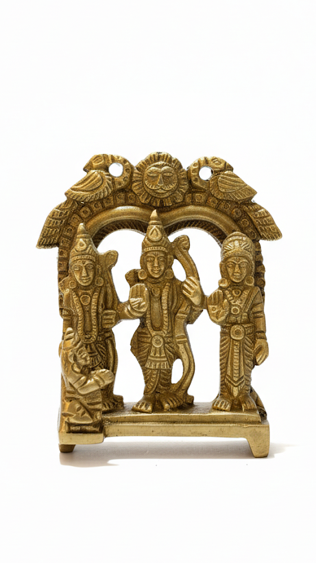 Brass Ram Darbar Statue (Lord Ram, Sita, Lakshman & Hanuman)