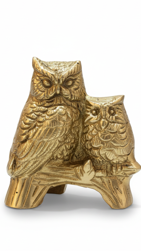 Brass Owl Pair Figurine – Symbol of Wisdom & Togetherness