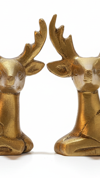 Handcrafted Brass Resting Deer Figurine Set (Pair)