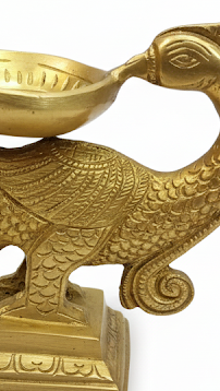 Handcrafted Brass Peacock Diya with Decorative Base