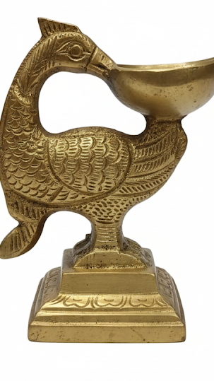 Handcrafted Brass Peacock Oil Lamp (Diya Stand)