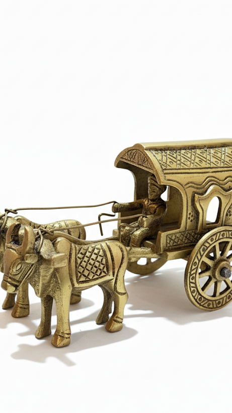 Handcrafted Brass Bullock Cart Figurine
